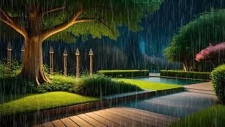 Pluie relaxante dans un beau jardin la nuit [upl. by Drucill]