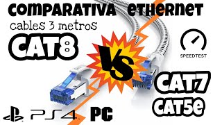 Comparativa cables de Red Ethernet Cat5E vs Cat7 vs Cat8 prueba en PC y PS4 [upl. by Anneiv]