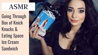 ASMR Going Through Box of Knick Knacks amp Eating Space Ice Cream Sandwich Whisper Mouth Sounds [upl. by Ahsenaj]