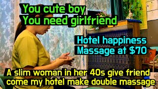 A weird massage shop in Thailand A slim woman in her 40s give friend number for happiness massage [upl. by Noislla]