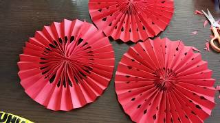 Origami Fan Lantern  DIY Chinese New Year Decoration wedding decoration idea  新年婚礼装饰 折纸 手工剪纸 [upl. by Damarra]