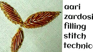 Zardosi leaf filling stitch tutorial clear explanation of doing with aari needle [upl. by Leah280]