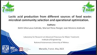 VILLANUEVA GALINDO Blanca Edith Lactic acid production from different sources of food waste [upl. by Adyht]