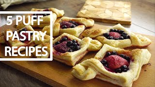 5 Simple Savory Puff Pastry Recipes [upl. by Haonam]