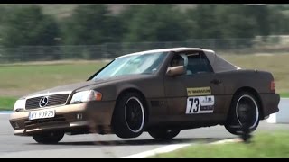 Mercedes R129 SL500 AMG best moments slow motion drift powerslides ClassicAuto Cup Jastrząb 2016 [upl. by Kahle]