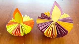 Diya Making With Paper  Diwali Decoration Ideas DIY [upl. by Yraunaj331]