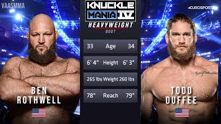 BEN ROTHWELL VS TODD DUFFEE FULL FIGHT BKFC KNUCKLE MANIA 4 [upl. by Gambell]