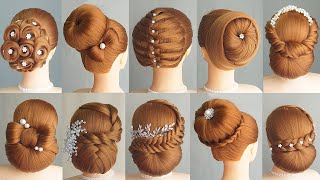 10 Simple And Easy Hairstyle With 1 Donut  Hair Bun Styles For Wedding amp Party [upl. by Doownelg461]