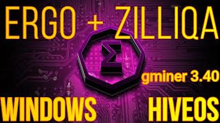 GMINER 340  DUAL MINING ERGO  ZILLIQA  WINDOWS Y HIVEOS  AMD Y NVIDIA  ERG  ZIL [upl. by Anaela134]