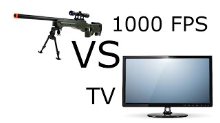 1000 FPS AIRSOFT SNIPER VS TV DESTRUCTION [upl. by Ozzy]