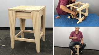 Banqueta de Madera Fácil de hacer  Tutorial de carpintería [upl. by Antonius]