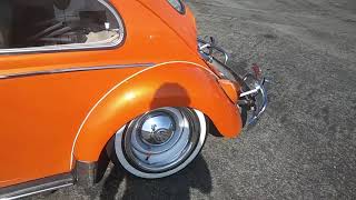 pearl orange slambed cambered vw bug with white shoes [upl. by Lehet]