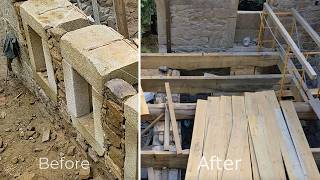 Stone House Renovation  Part 7 New wooden beams for the first floor [upl. by Duval]