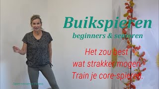 Staand Buikspieroefeningen beginner senioren thuis  ABS strakke platte buik amp sixpack over 50 [upl. by Airrat53]