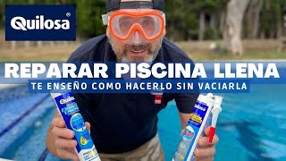 💦 CÓMO REPARAR BALDOSAS o GRESITE de una PISCINA LLENA DE AGUA Pega y sella bajo el Agua [upl. by Britta]