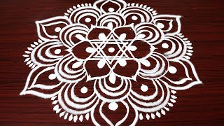 Simple and easy rangoli design with 3X2 dots  Margazhi kolam design for Pongal  big dhanurmasam [upl. by Nodearb]