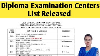 DIPLOMA EXAMINATION CENTERS LIST RELEASED ll OCTNOV 2024 ll apsbtetupdates [upl. by Annaujat]