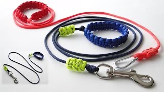 How to Make the Simplest Paracord Dog LeashAdjustable HandleBraceletSliding Reflective Markers [upl. by Etirugram]