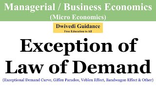 Exception of law of Demand Giffen goods Veblen Effect Bandwagon Effect Conspicuous Consumption [upl. by Ynnav]