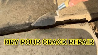 DRY POUR concrete for CRACK REPAIR  does it work  LETS TRY ​⁠ [upl. by Airretal536]