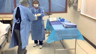 CVTC Scrubbing Gloving and Gowning Part 2 Gowning and Gloving [upl. by Atims]