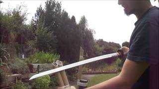 YariNoHanzo  Akechi Katana Shihozume Kitea  TEST Cutz auf KartonRollen [upl. by Nosnehpets]