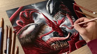 Drawing Venom vs Carnage • Time Lapse [upl. by Meer949]