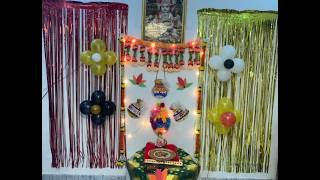 Janmashtami matki decoration ideas at home  matki decoration ideas  background decor ideas [upl. by Leahcimaj]