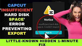 How to fix Insufficient hard disk space Couldnt export Problem in CapCut in Less than a Minute [upl. by Nevs]