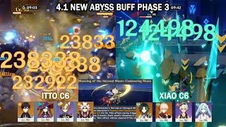 41 New Abyss Buff Phase 3  Xiao C6 amp Itto C6 Floor 12 30 Crit Rate Buff Showcase [upl. by Darach339]