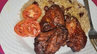 Lets Cook With Me  Oven Baked Chicken Wings Rice amp Peas  Jamaican Style [upl. by Rodavlas]