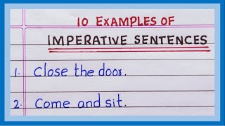 Examples of Imperative Sentences  in English  5 Examples  10 Examples of Imperative sentences [upl. by Deerc]