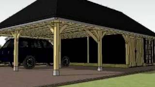 eiken gastenverblijf dubbele carport garage tuinhuis veranda met eiken gebint van gebouwerbijnl [upl. by Marra]