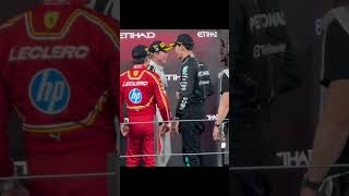 Brad Pitt casually speaking with Leclerc and Russell post race at Abu Dhabi 2024 bradpitt [upl. by Allemac]