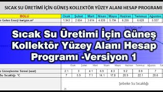 Sıcak Su Üretimi İçin Güneş Kollektör Yüzey Alanı Hesap Programı Versiyon 1 [upl. by Amasa745]