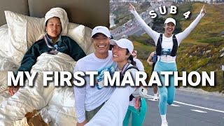 MY FIRST MARATHON Race Day Experience  Sub 4 Hour Marathon [upl. by Ettenwahs10]