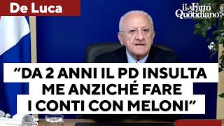 De Luca a Schlein quotNessuno è eterno Da 2 anni il Pd insulta me anziché fare i conti con Meloniquot [upl. by Ayalat]