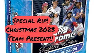 Special Rip for me My work teams Christmas gift 2022 Topps Chrome Sapphire amp Bowman Draft [upl. by Anirehtak251]