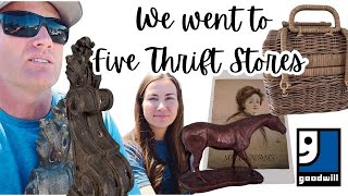 Goodwill Thrifting At 5 Stores  We Spent Over 300 On Vintage Home Decor For Resell [upl. by Nivlad]