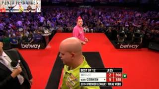 PDC Premier League of Darts 2014  Week 15  van Gerwen VS Wright [upl. by Onez]