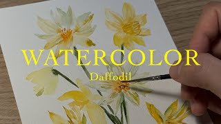 Daffodils flower watercolor study [upl. by Aciria]