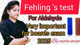 Fehling s test for aldehyde  class 12th Chemistry  By Neetu Mam [upl. by Willabella]