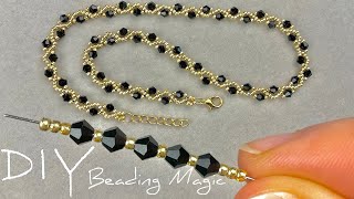 Super Easy Small Beads Jewelry Making  Royal Necklace Making for Beginners at Home [upl. by Derte513]