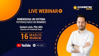 Sistema de bombeo solar  Webinar LIVE  Dimensionamiento del sistema [upl. by Lello138]