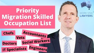 Priority Migration Skilled Occupation List  Updated In July 482 494 186 187 Work Visas Australia [upl. by Eamon601]