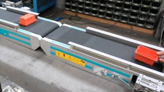 MB Conveyors  Nastro trasportatore piano con testata a penna \\ Flat conveyor with knife edges [upl. by Lunneta658]