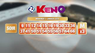 Tirage du soir Keno® du 03 janvier 2024  Résultat officiel  FDJ [upl. by Tyoh]