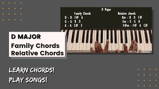 D Major Family Chords amp Relative Chords  Improve your Chords playing skills [upl. by Link]