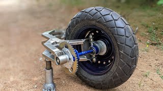 How to make Single sided Front Swingarm and front drive unit for 2WD motorcycle [upl. by Aleirbag396]