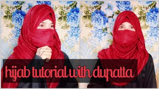 Hijab tutorial with dupatta  hijab style 2023  hijab with niqab nehahijabqueen [upl. by Anatniuq178]